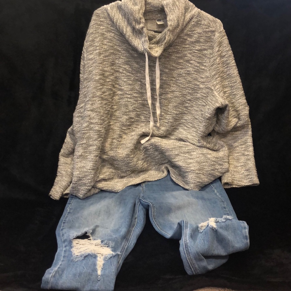 Grey old navy pullover shirt with cowl neck